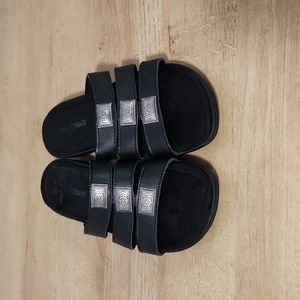 Minnetonka leather slides